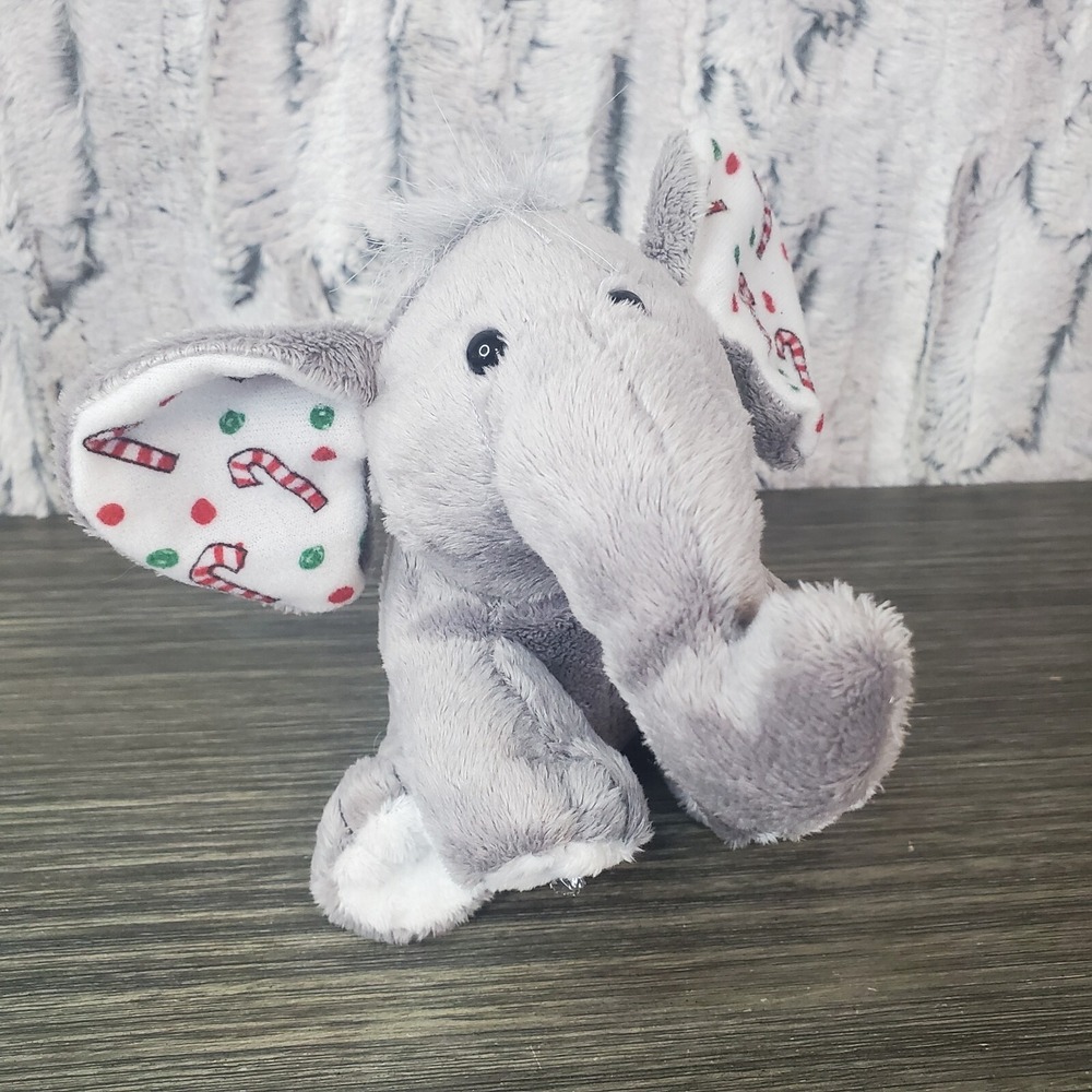 Target 2007 St. Jude Plush Gray Elephant Christmas Candy Cane Ears Embroidered